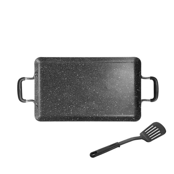 Aluminum Marble Double Griddle with Silicone Handles