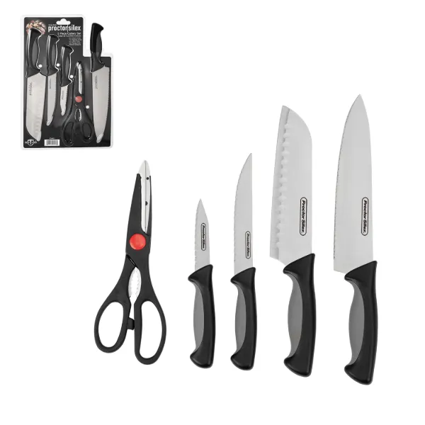 PS 5pc cutlery set, 2 tone soft touch Handle