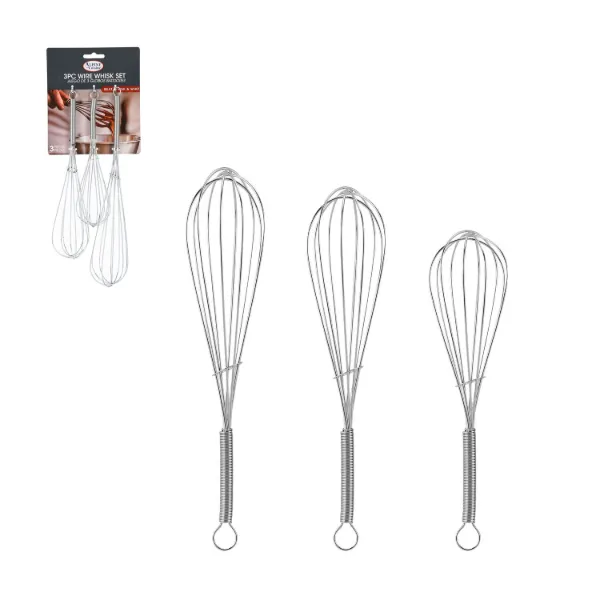 Alpine Cuisine Wire Whisk 3pc set 8in20.5cm   10in25.5cm   12in30.5cm