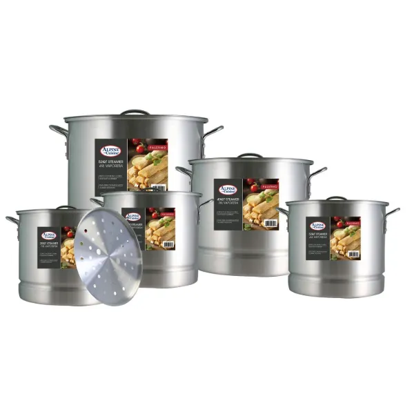 Stock Pot 15pc Set Aluminum with Steamer 20, 24, 32, 40, 52QT