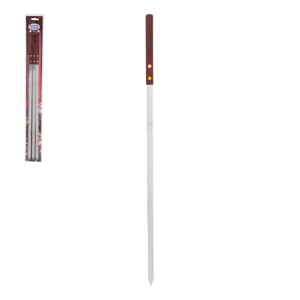 BBQ Skewers 6pc Set SS 23x0.5in Wood Handle