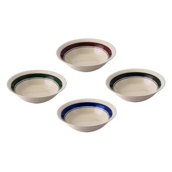 Salad Bowl 7in stoneware banded 4 Colors