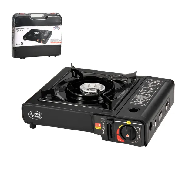 Alpine Cuisine Iron Butane Gas stove with Customized package case 13.4x11x4.5 in