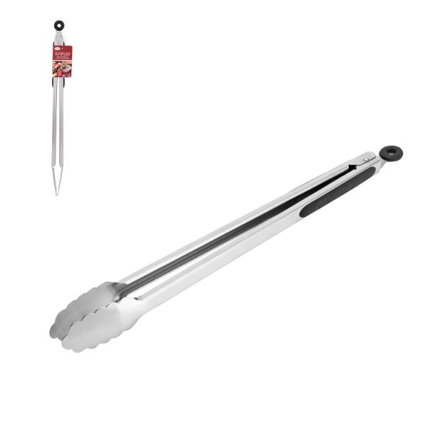 BBQ Tong SS 17.5in with TPR Handle