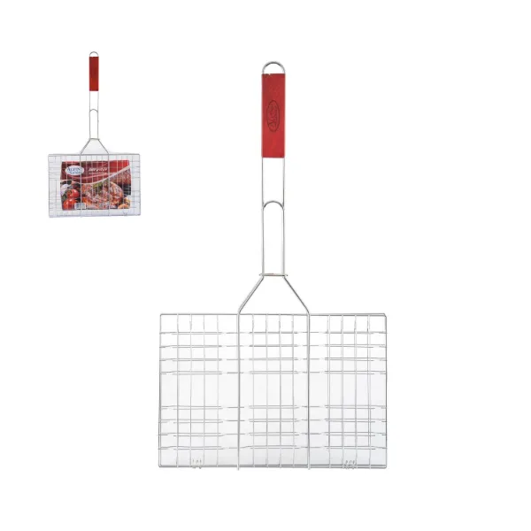 BBQ Grill Rectangular Flat with Wood Handle 24in