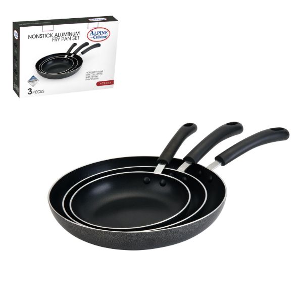 Frypan 3pc Set 8in, 9.5in, 12in AluminumNonstick coating, Gray