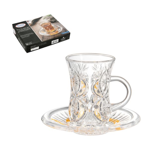 Tea Glass 6 by 6 set 4.5oz Gold design