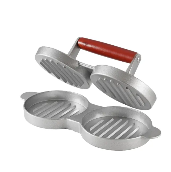 Meat Presser Alum. 11x5x3.5in with Wood Handle