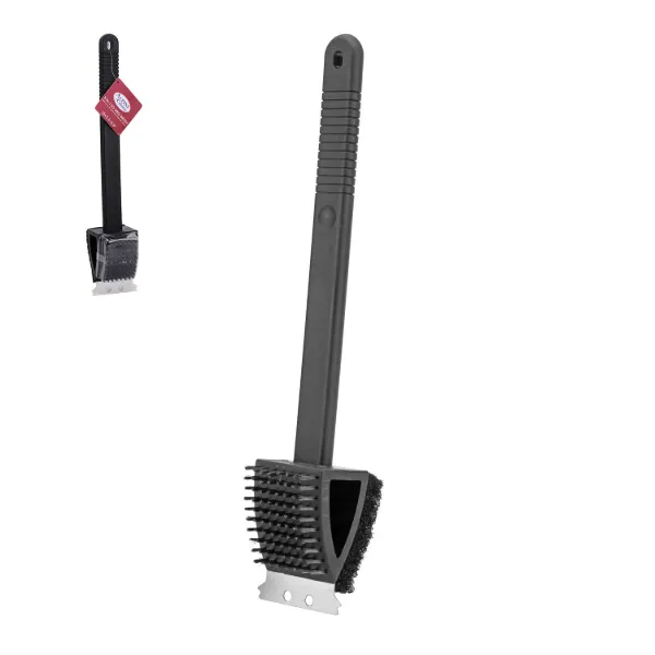 3 in 1 BBQ Brush SS wire 15x3.5x3.5in with PP Handle
