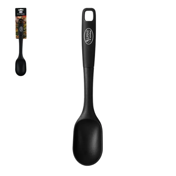 Solid Spoon with Black TPR Handle