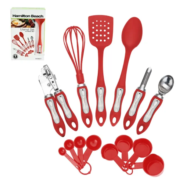 HB 14pc set tool and gadget set, soft touch handle, Red