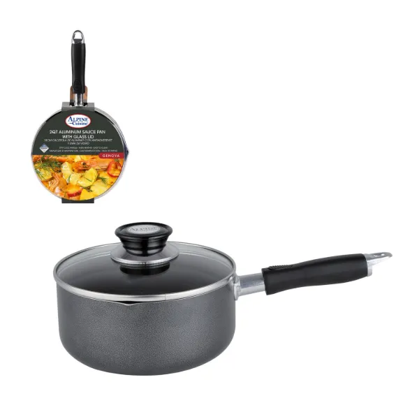 Sauce Pan 3Qt Aluminum Nonstick Coating, Bakelite Handle, Gray