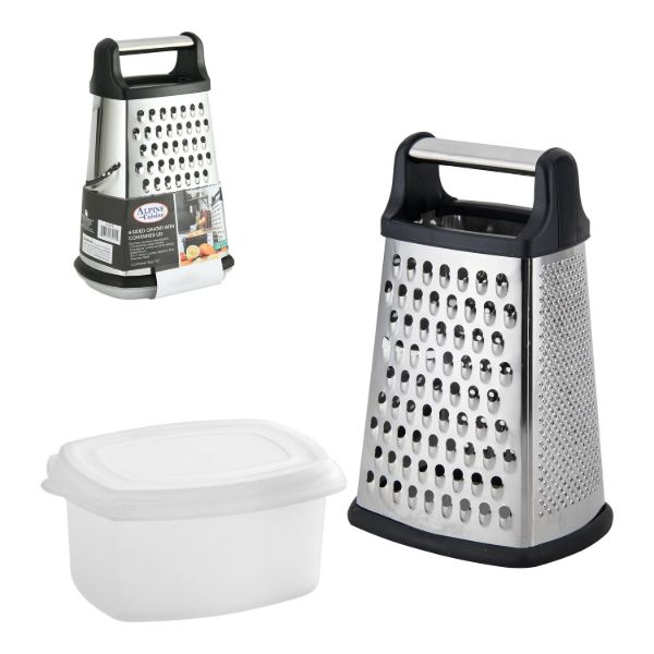 Jumbo Grater Four Sided SS 10in with Storage box