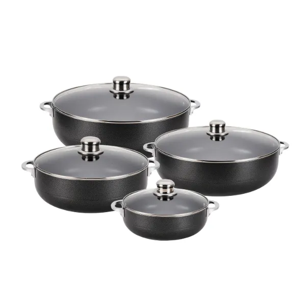 AC Set of 8pc Alum Calderos with Glass Lid