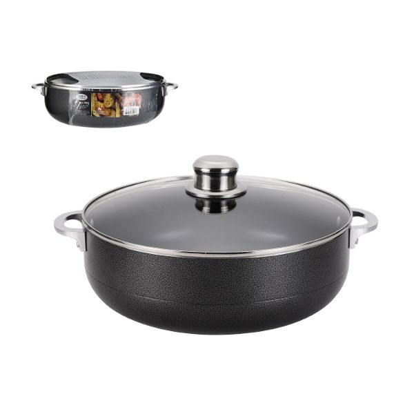 AC Alum Dutch Oven Calderos with Glass Lid 7qt Black