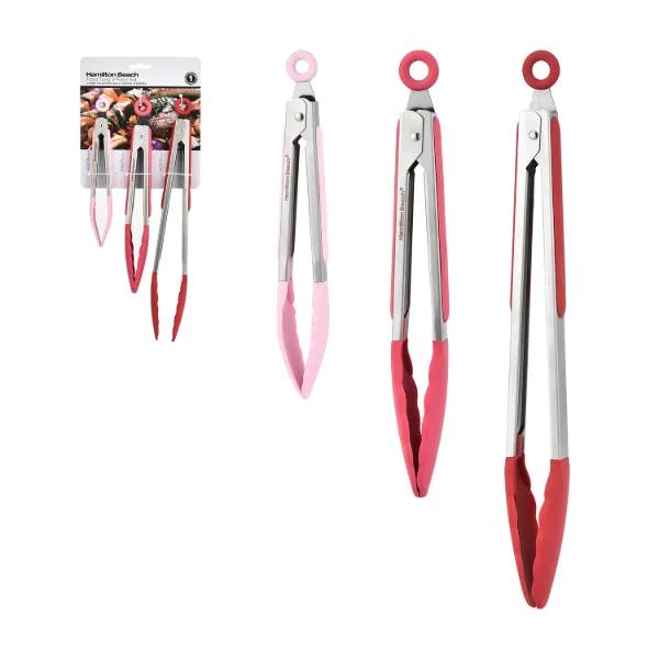 HB Set of 3pc SS Food Tong with Pink Handles