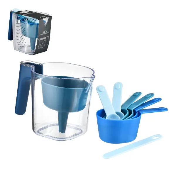 AC Set of 9pc Tonal Blue Plastic Measuring Cups