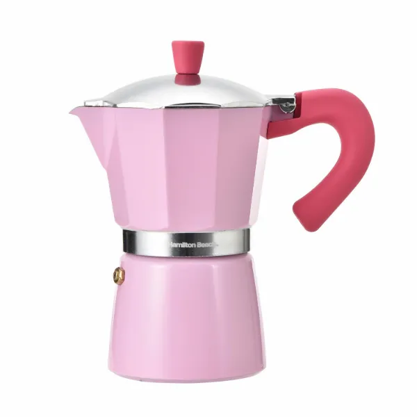 HB Alum Espresso Coffee Maker with 6 Cups Pink