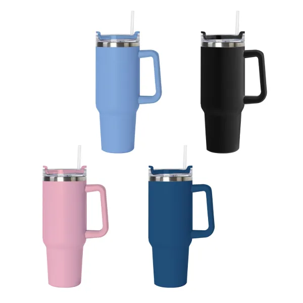 40oz  Design Double Wall Staniless Steel Thermos Cup with Handle and Straw