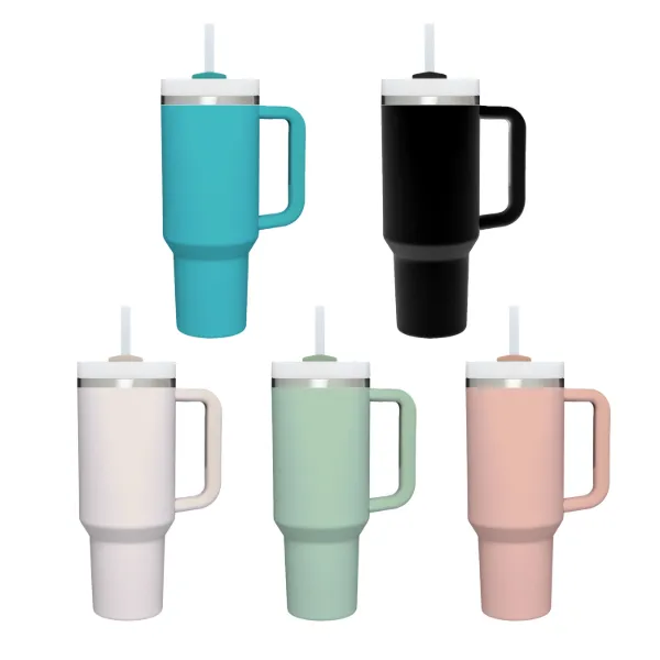 40oz  Design Double Wall Staniless Steel Thermos Cup with Handle and Straw