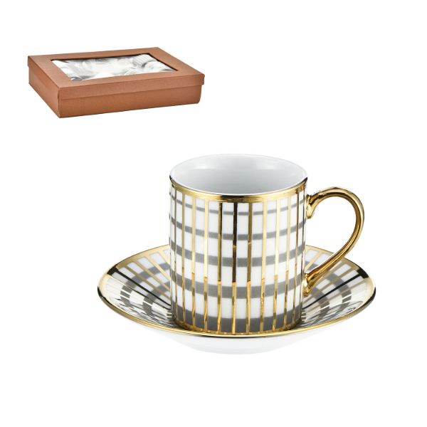6PCS Ceramic Coffee Cup and Saucer Set Apricot Tea Cup with Ear Hotel Coffee Cup - 160ml main image 0