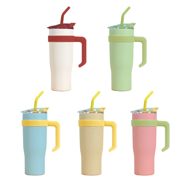 40oz  Design Double Wall Staniless Steel Thermos Cup with Handle and Straw
