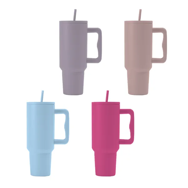 40oz  Design Double Wall Staniless Steel Thermos Cup with Handle and Straw