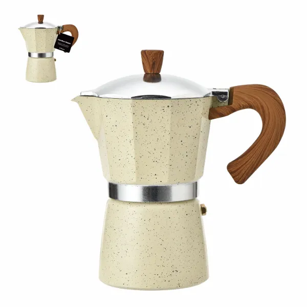 HB Alum Espresso Coffee Maker with 12 Cups Beige