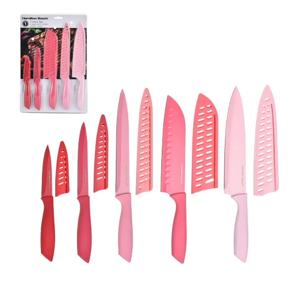 HB Set of 10pc Cutlery Pink Blade with Pink Sheath