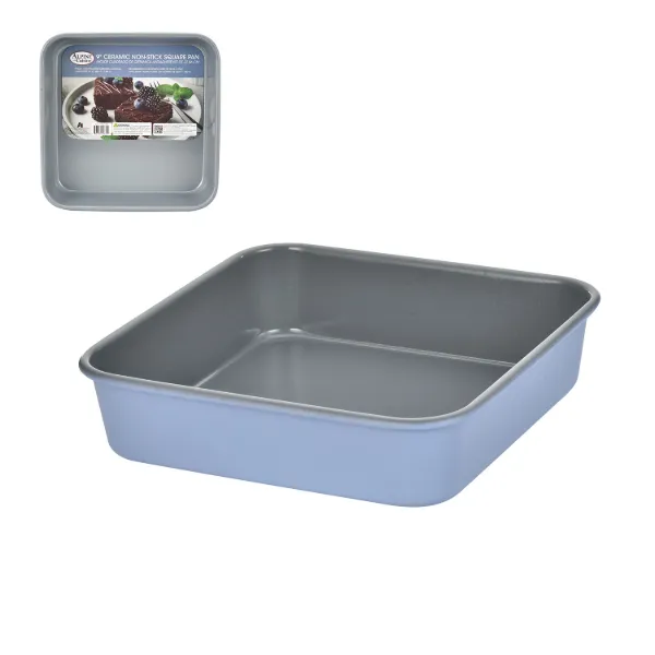 AC 9in Chambray Blue Square Cake Pan 0.6mm Gray Nonstick coating