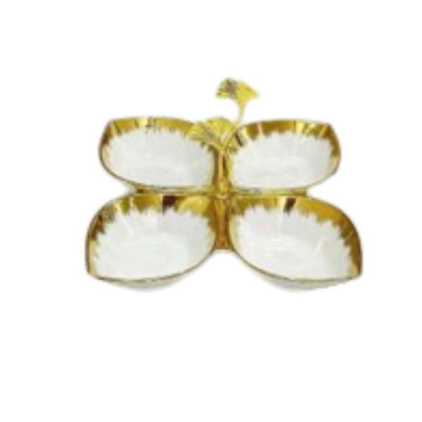 AC Divided Serving Plate with Gold Ceramic 9.5in