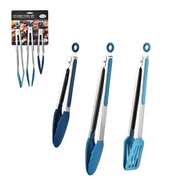 AC Set of 3pc Food Tong 12in 12in 9in Tonal Blue