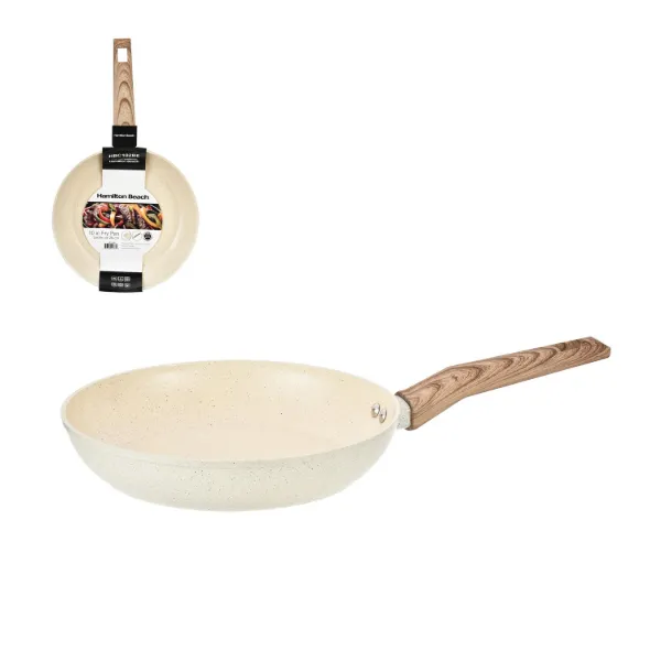 HB Alum Forged Fry Pan Beige Marble Ceramic 10in