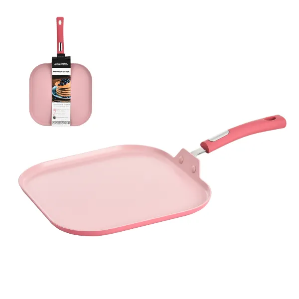 HB Alum Square Griddle Pink Ceramic 11in