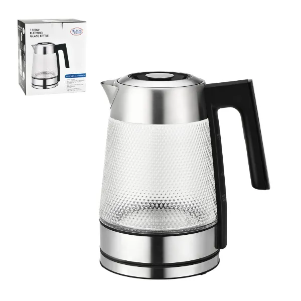 AC Electric Glass Kettle 1100W 1.8 Liter Hot Water Boiler Adjustable temperature control