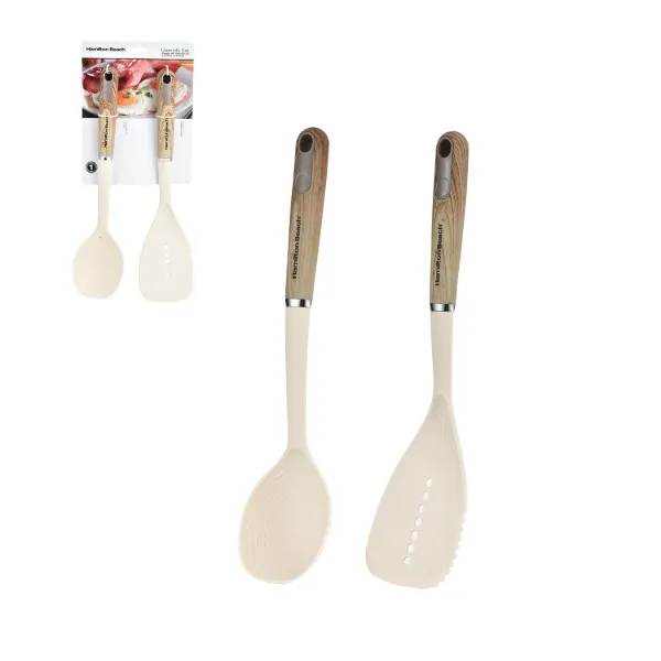 HB Set of 2pc Nylon Beige Utensil with Soft Touch Handle