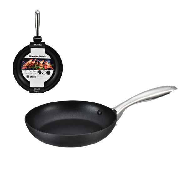 HB Alum Hard Anodized Fry Pan Black Ceramic Coating 12in