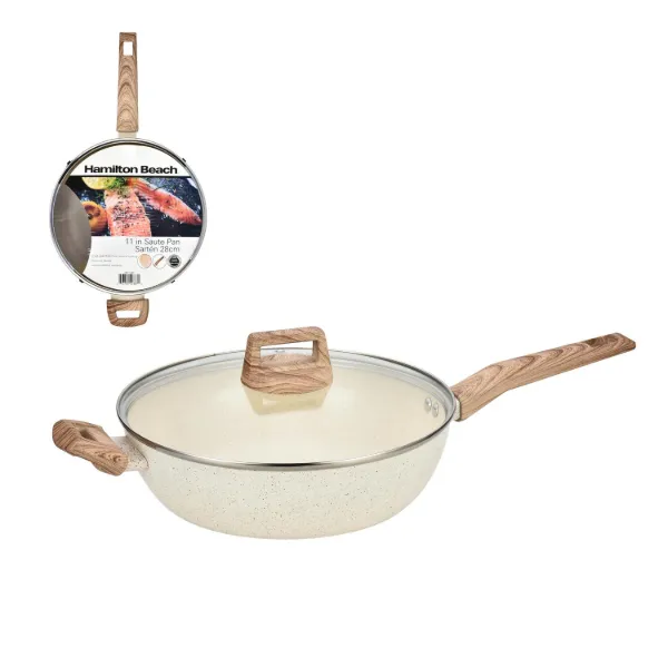 HB Alum Forged Saute Pan Beige Ceramic 11in