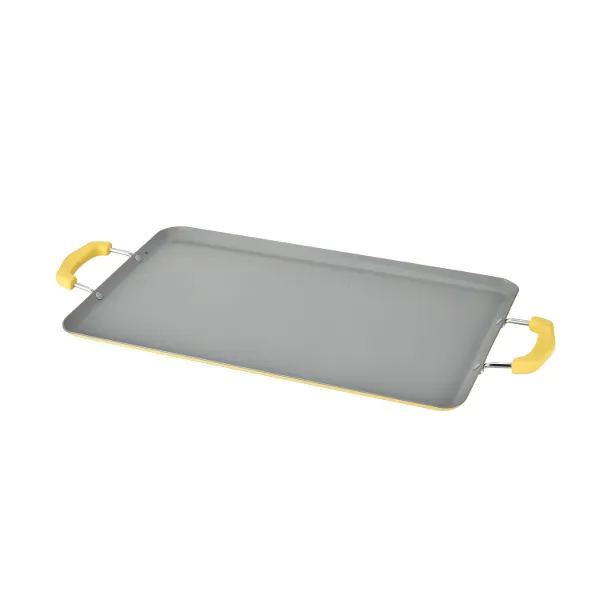 AC Alu. Double griddle 19x11in Grey nonstick coating Matt Lemon Drop Yellow painting