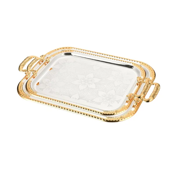 AC Metal Tray 2PCS set silver and gold plated