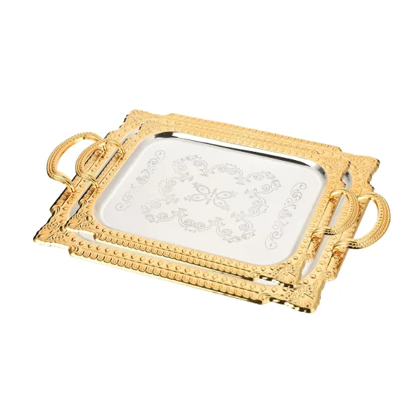 AC Metal Tray 2PCS set silver and gold plated