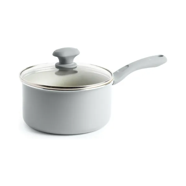AC Alu. Sauce pan 2Qt Cool grey ceramic coating Matt cool grey painting with glass lid