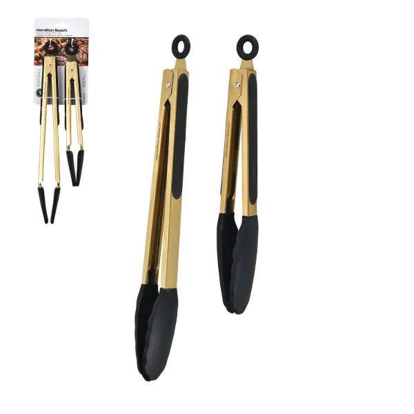 HB Set of 2pc Silicone Food Tong Gold and Black