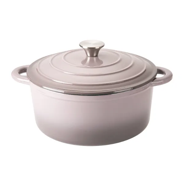 HB Cast Iron Dutch Oven Cream Enamel Coating Grey 5.5qt