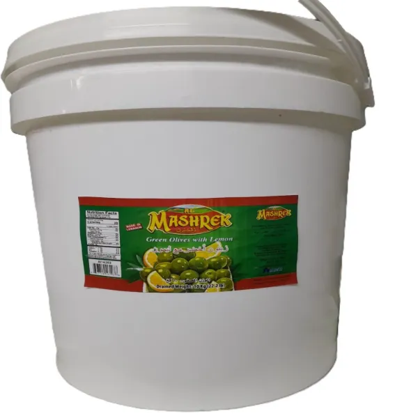 Al Mashrek Green Olives with Lemon 22.2lb 10kg
