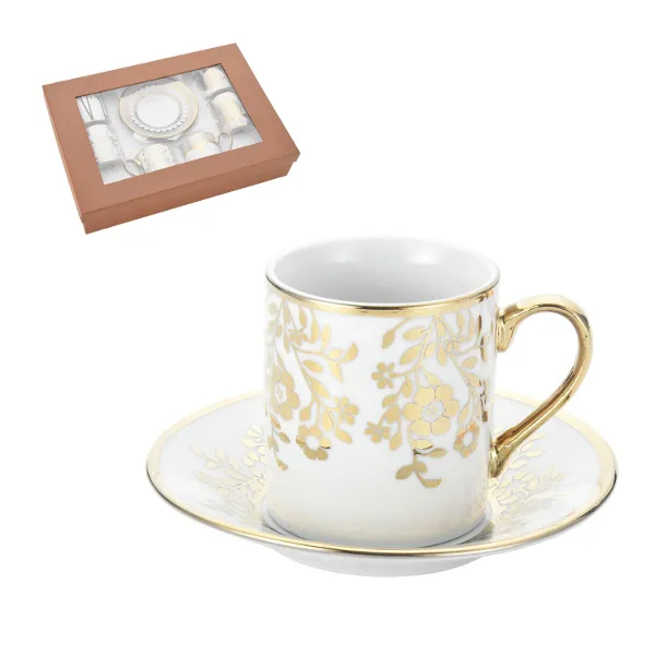 AC Porcelain Coffee Cup and Saucer 6+6 100ml 3.5oz