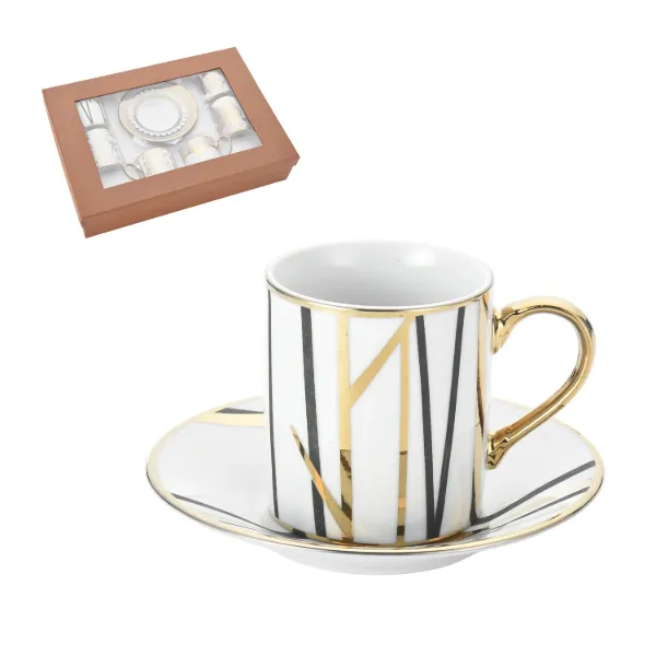 AC Porcelain Coffee Cup and Saucer 6+6 100ml 3.5oz