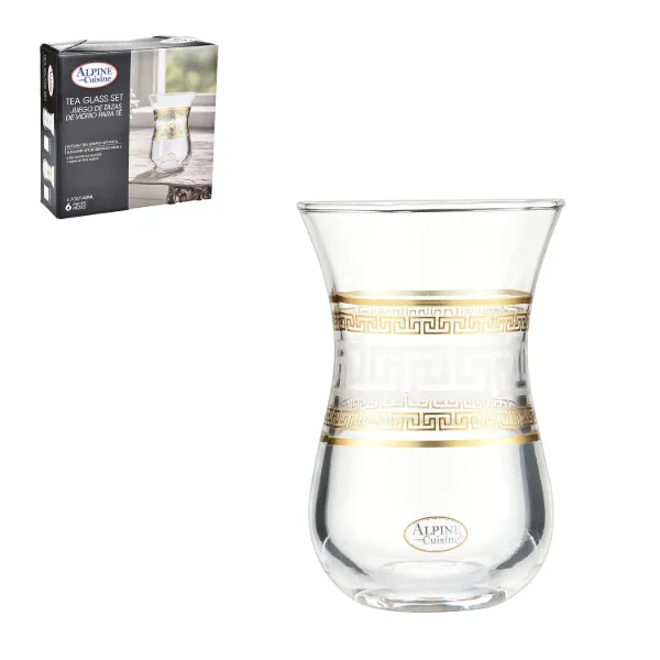 AC Set of 6pc Tea Glass with Design 4.7oz 140ml