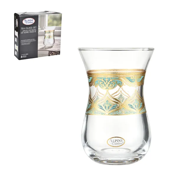 AC Set of 6pc Tea Glass with Design 4.7oz 140ml