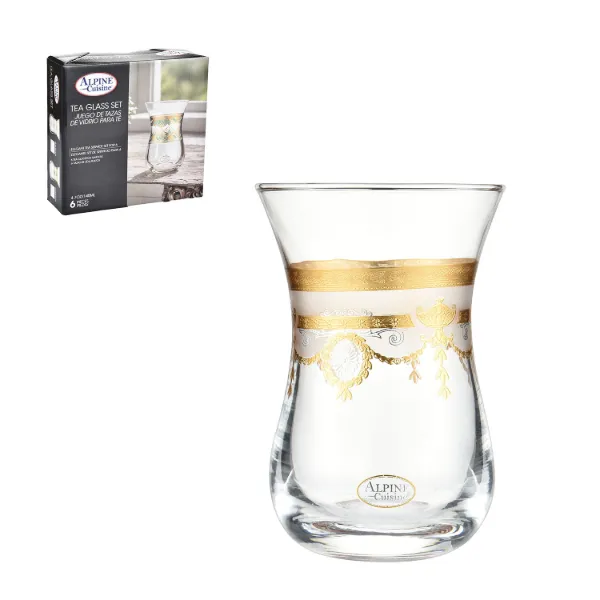 AC Set of 6pc Tea Glass with Design 4.7oz 140ml
